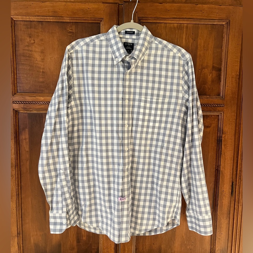 JCrew Blue/White Gingham Long Sleeve Button Down Shirt | Size M | Like New